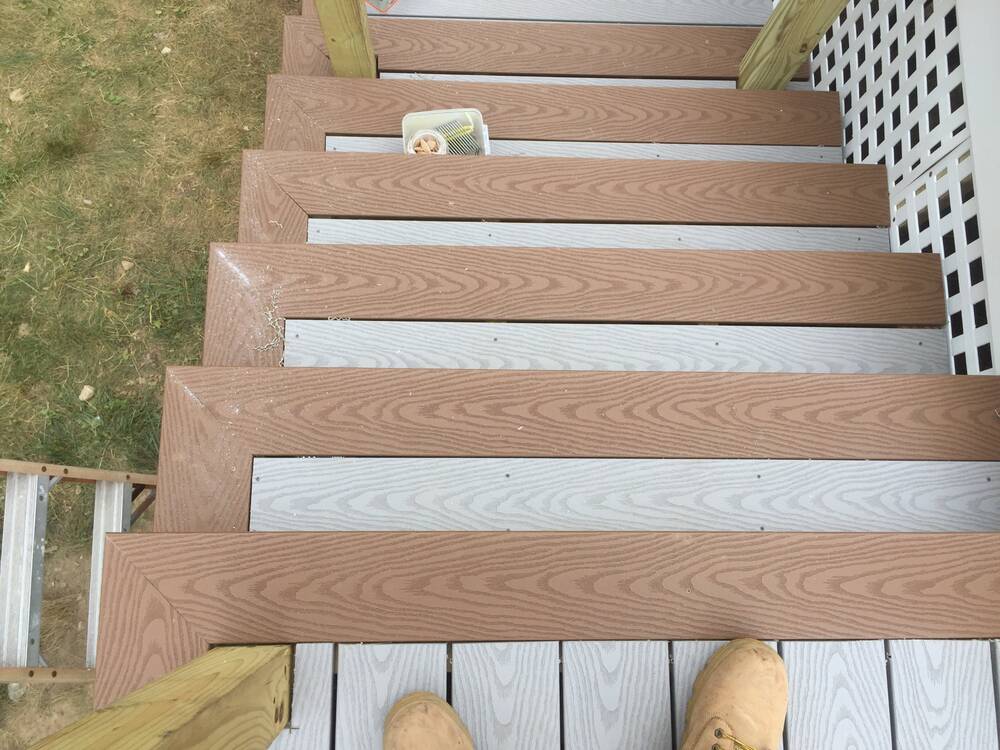 Looking down the finished stair treads
